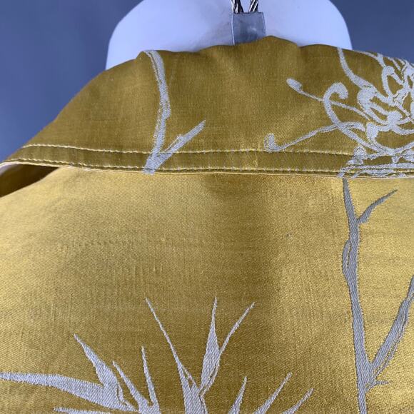 HAIDER ACKERMANN Size S Gold White Jacquard Linen Silk Layered Long Sleeve Shirt - Picture 6 of 14